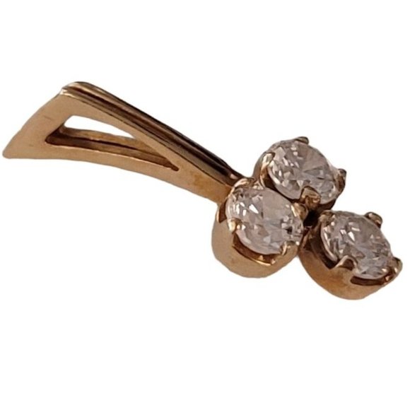 14K Yellow Gold CZ Cubic Zirconia Cluster Pendant E138 - Picture 9 of 9